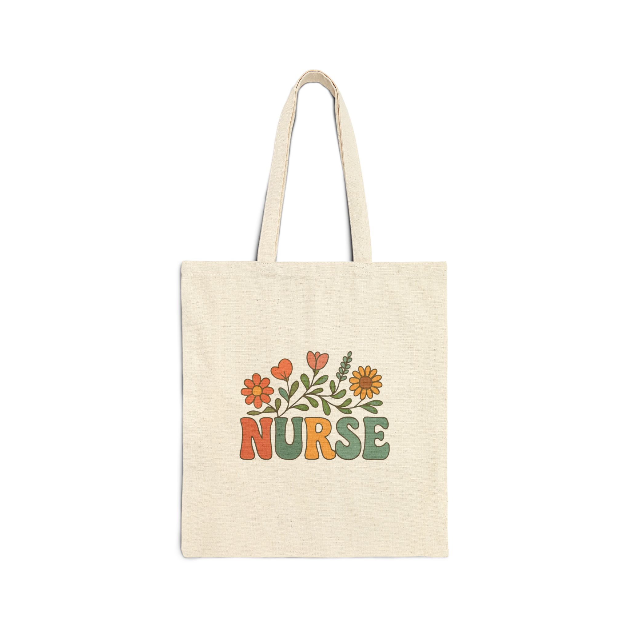 Floral Nurse Canvas Tote Bag