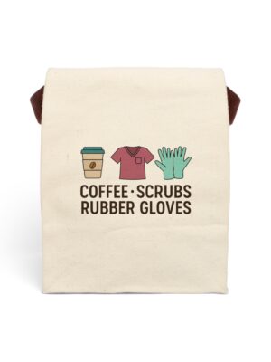 Coffee & Rubber Gloves Canvas Lunch Bag with Strap