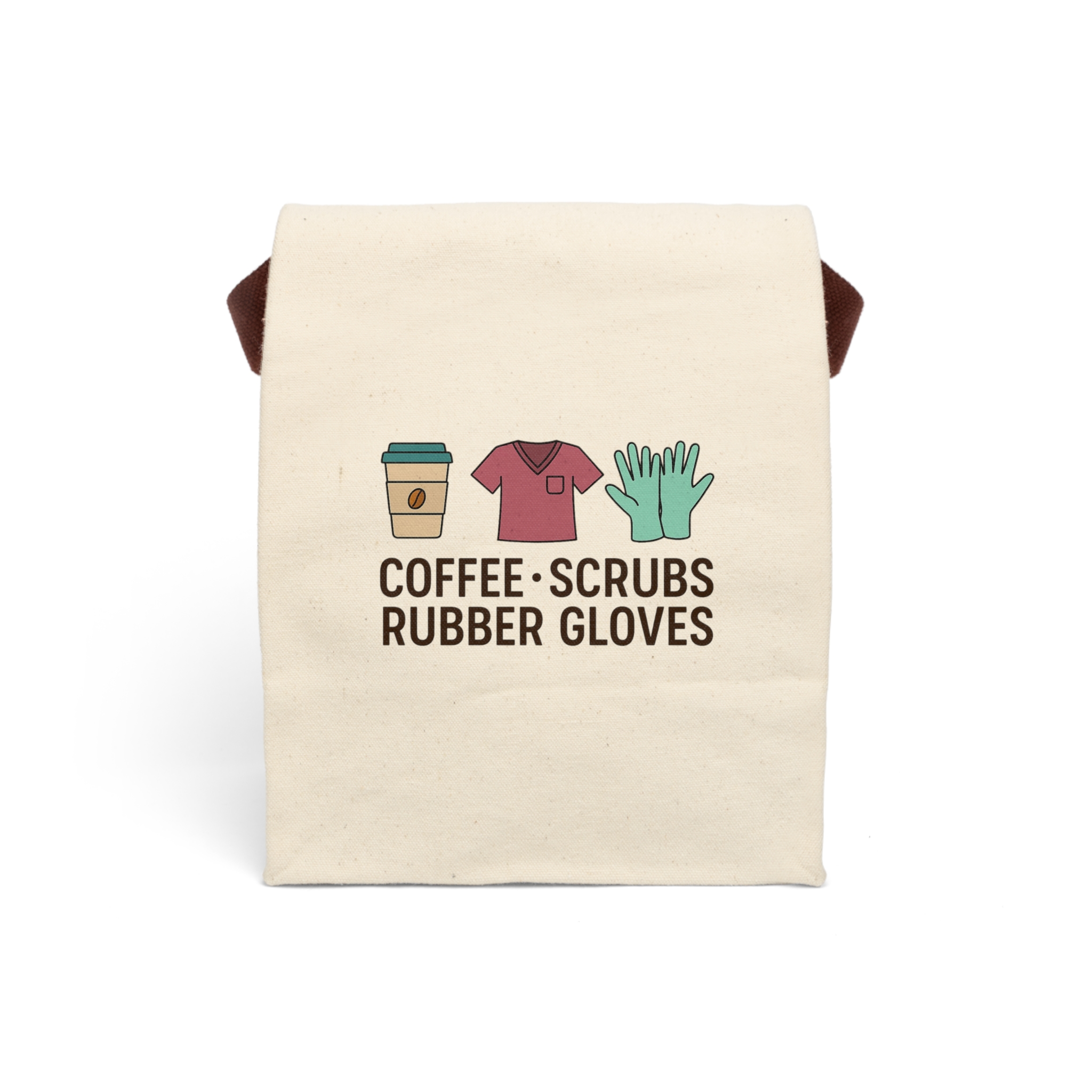 Coffee & Rubber Gloves Canvas Lunch Bag with Strap