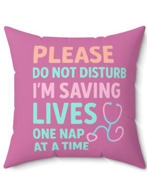 Nurse Nap Time Square Pillow Pink
